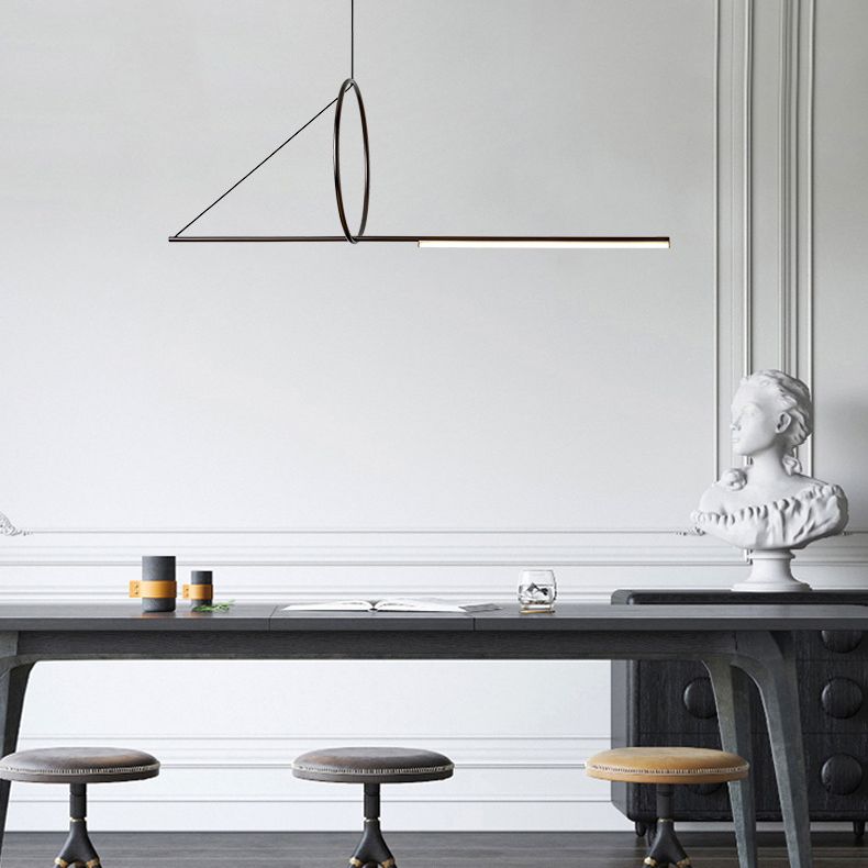 Подвесной светильник SUSPENSION CERCLE ET TRAIT – GRAPHITE SATINE L120 120*45*45 см, 1*LED*25W, 3000K, ImperiumLoft 40.1282-0, Чёрный