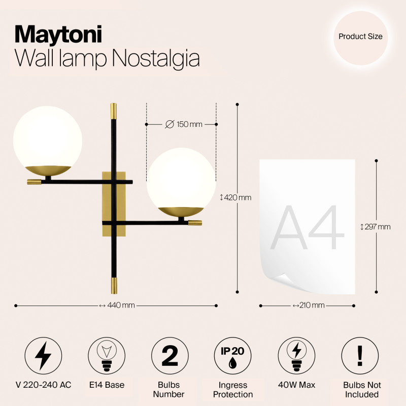 Бра Maytoni Nostalgia MOD048WL-02G, черный-золото