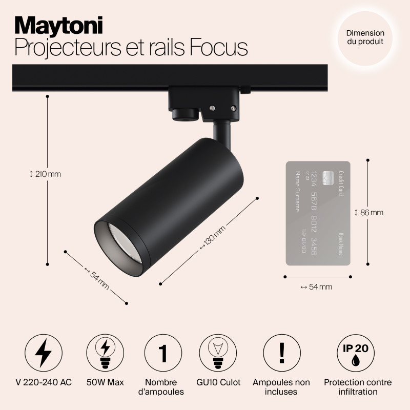Трековый светильник Maytoni Track TR004-1-GU10-B, черный, GU10, 50W