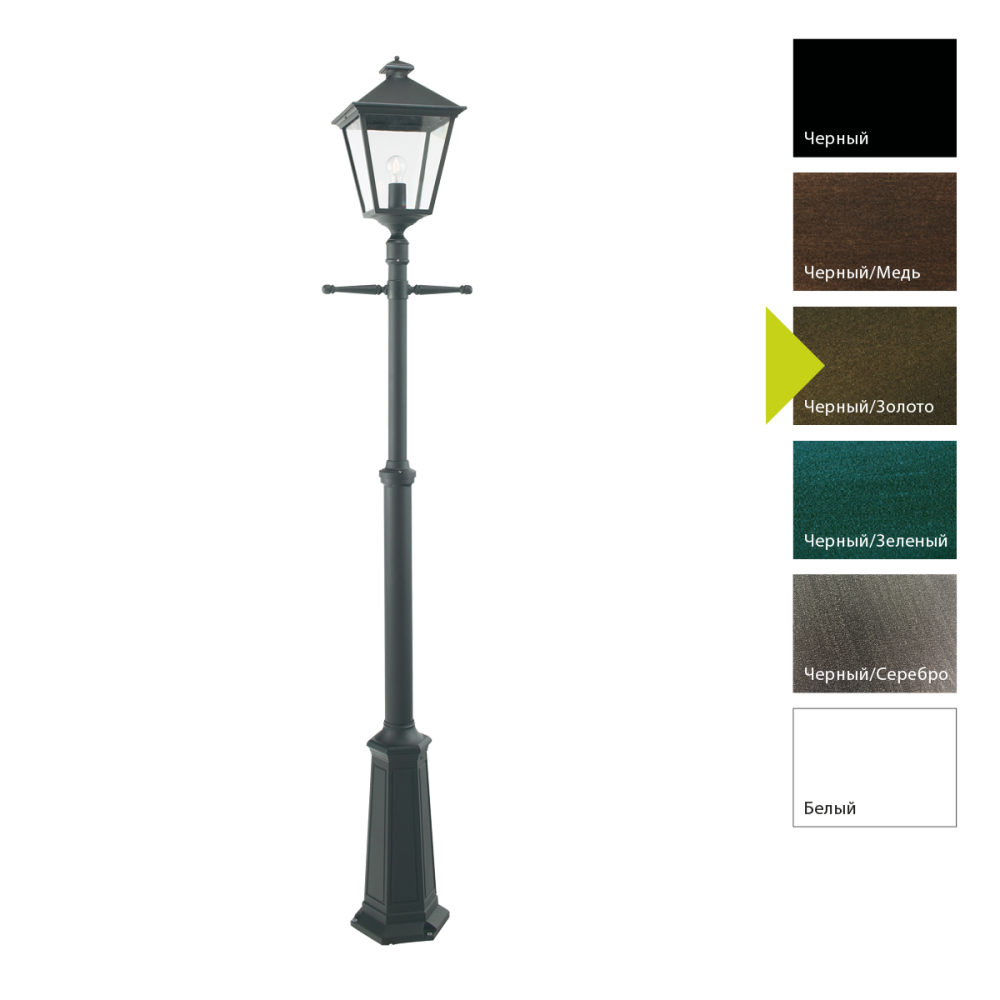 Фонарный столб 32*32*191-279 см, E27*100 (накал.) 77 (гал.)W, Natural Concepts Norlys London Big 650CS, BD (Черный/Золото)