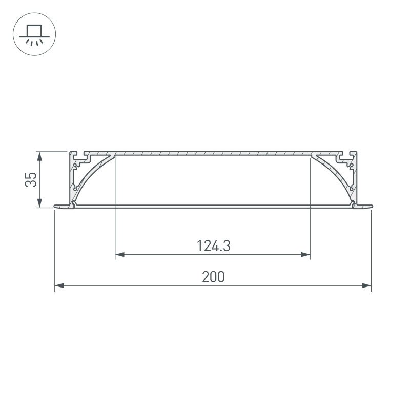 Профиль Arlight 027916 200*20*3,5 см. Цена указана за 1 комплект.  экран в комплекте