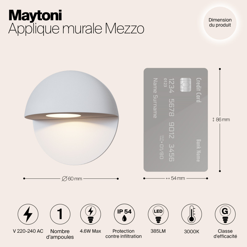 Уличный настенный светодиодный светильник Maytoni Mezzo O033WL-L3W3K, 3W LED, 3000K, белый