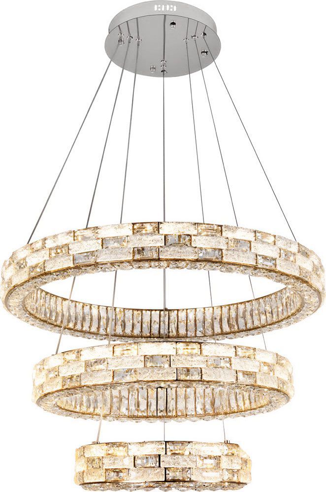 Люстра подвесная 80 см, 150W. 2800-6500K, Stilfort 4014/09/03PLS, хром