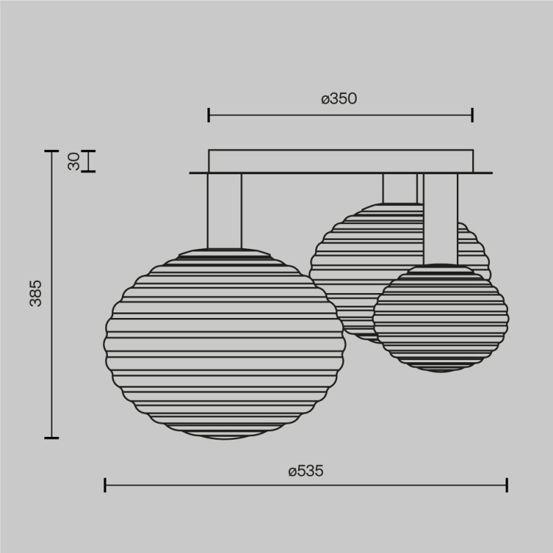 Накладная люстра 53,5*46*38,5 см, 3*E14, 120W, Maytoni Reels MOD268CL-03G золото матовое