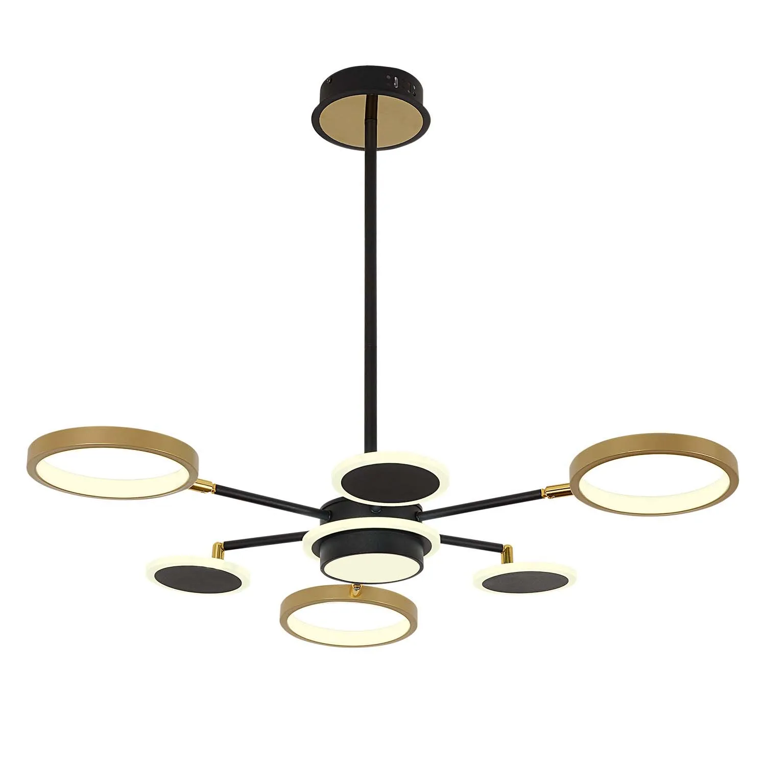 Подвесная люстра 84 см, 90W, 3500-6500K, Marketplace 4687-7P Hybrid, черный-золото