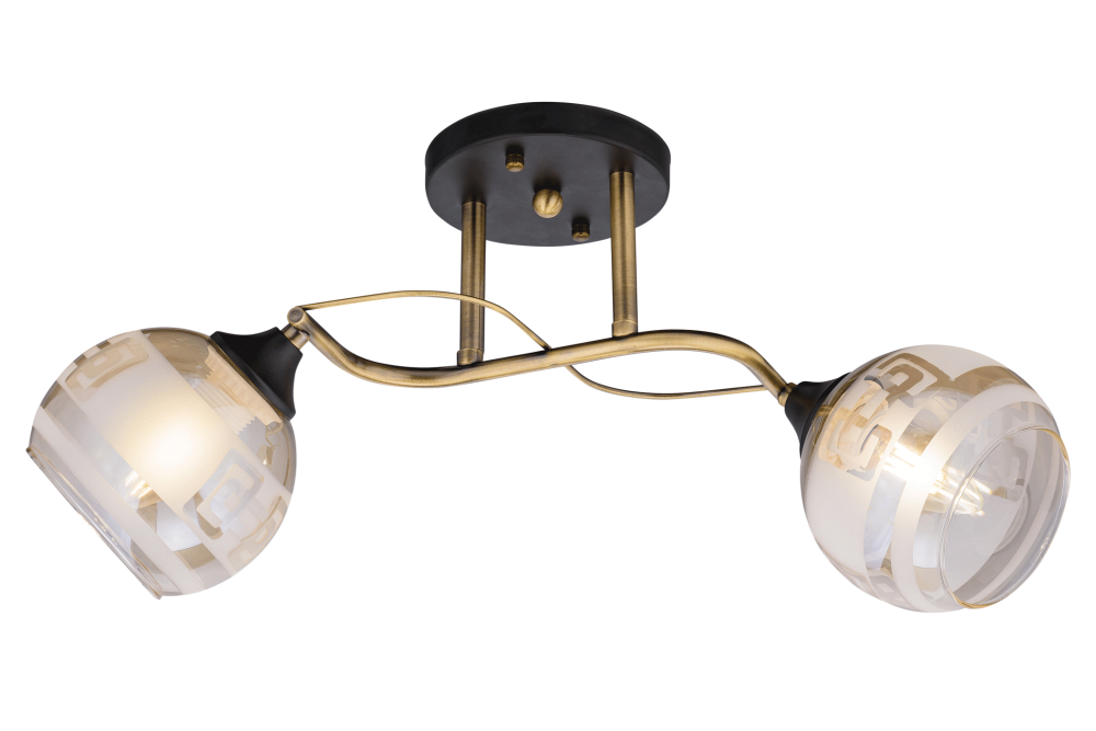 Люстра L500 x W150 x H230, мм, 2*40W (80W), AB+BK (Бронза + Черный) Rilon 3766/2 AB+BK