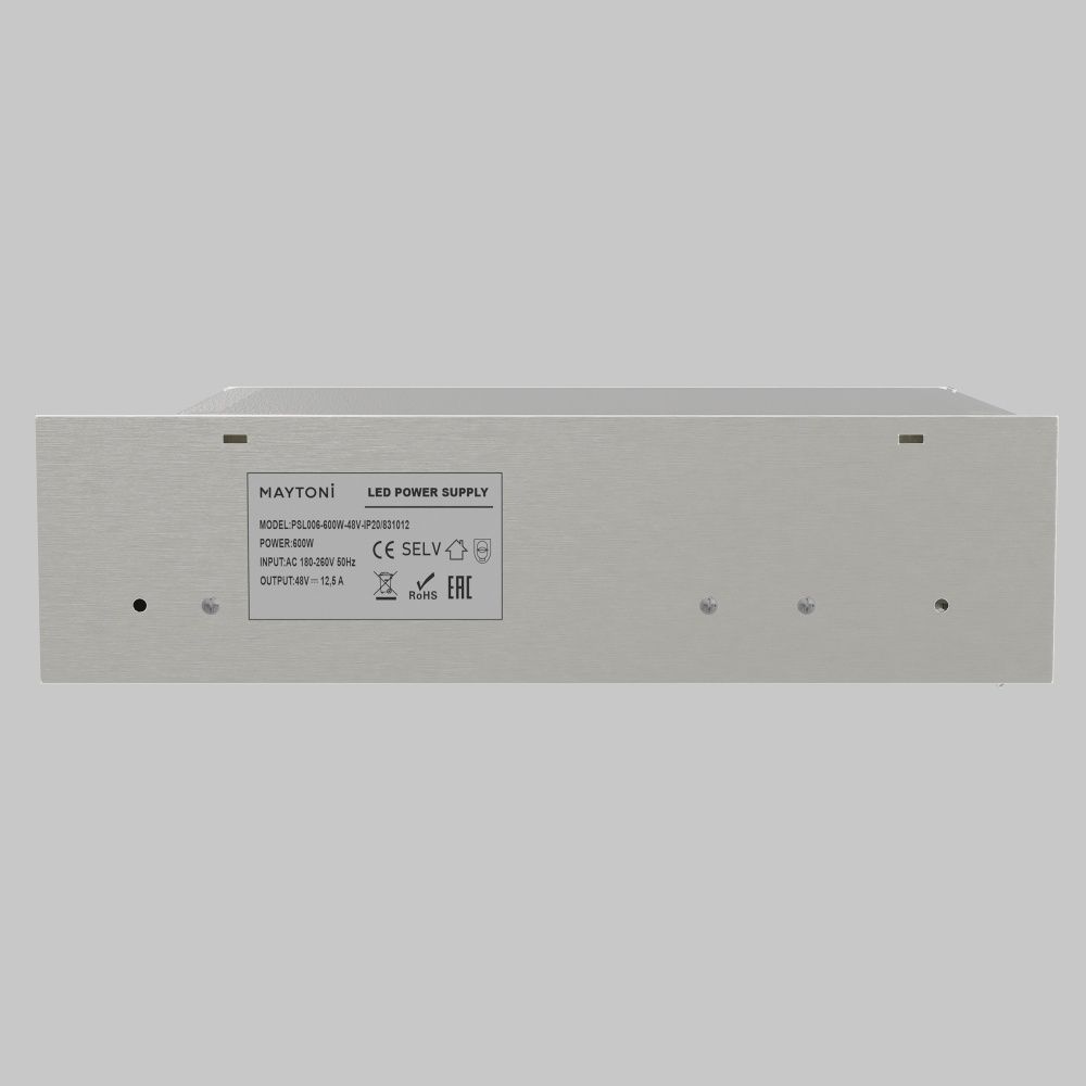 Блок питания PSL006 48V 600W IP 20 831012, 24*13*7 см, Maytoni Led Strip 831012, Серебро