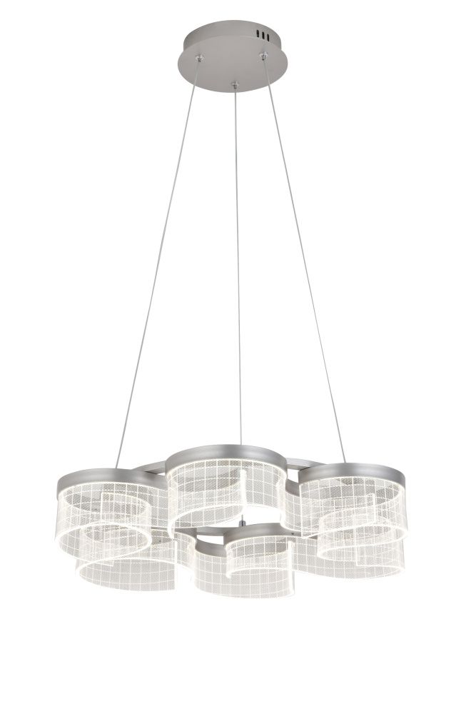 Люстра Ø550 x H1200, мм, 56W 3000K-6500K, BRUSHED GREY (МАТОВО-СЕРЫЙ) NewRgy 3450/6 BRUSHED GREY