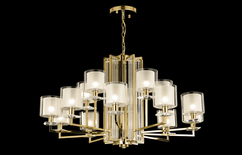 Люстра 107 см, Crystal Lux NICOLAS SP-PL10+5 GOLD/WHITE Золото/Прозрачный