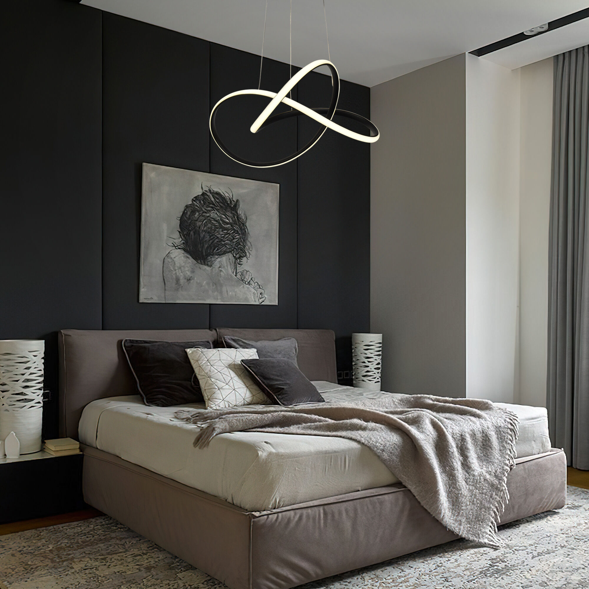 Подвесной светильник 50*50*120 см,  LED*35.2W, 4200 К, Eurosvet Wind 90312/1, черный