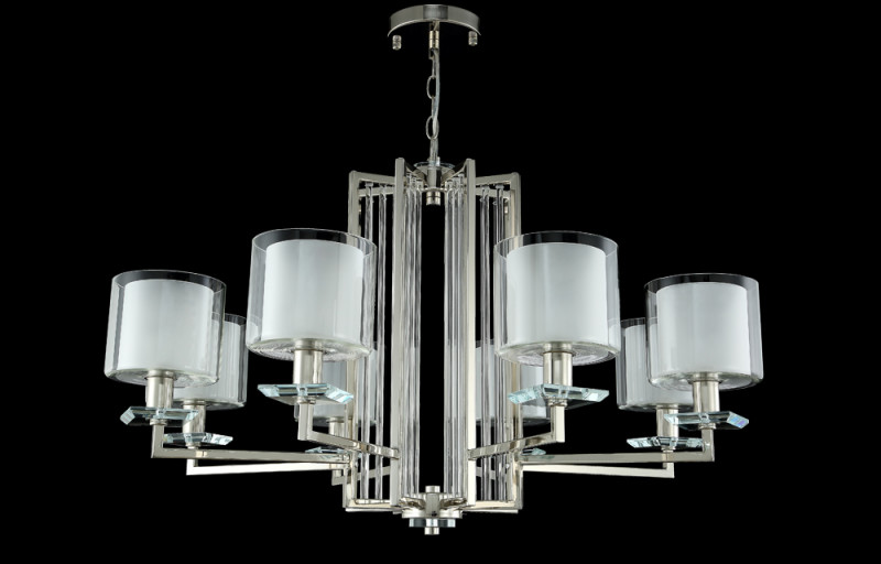Люстра 86 см, Crystal Lux NICOLAS SP-PL8 NICKEL/WHITE никель/прозрачный