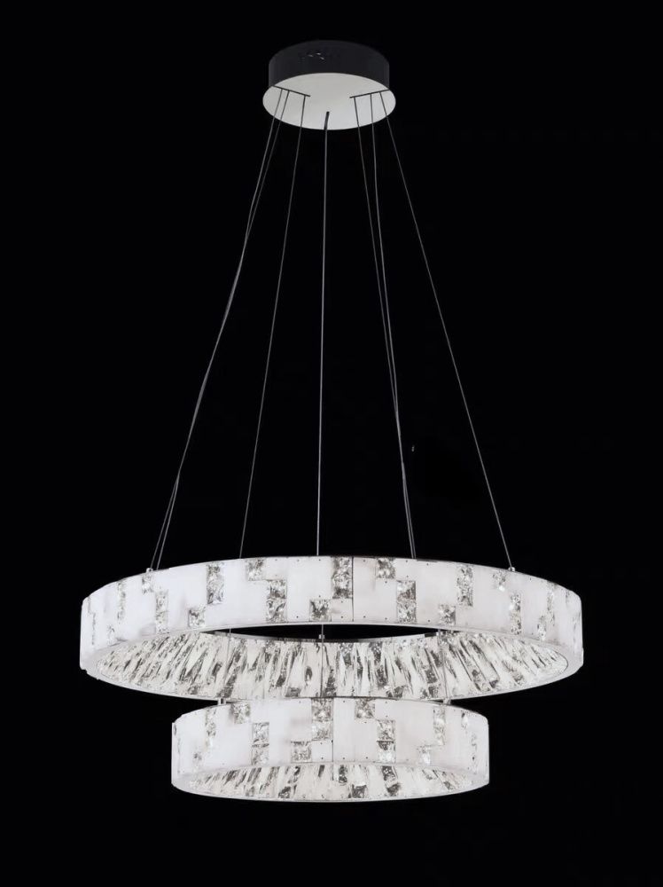 Люстра 8838-800+500 CH, D800*100 + D500*100 / H580 LED, 180W, 3000/4000/6000K, Alva Donna, хром