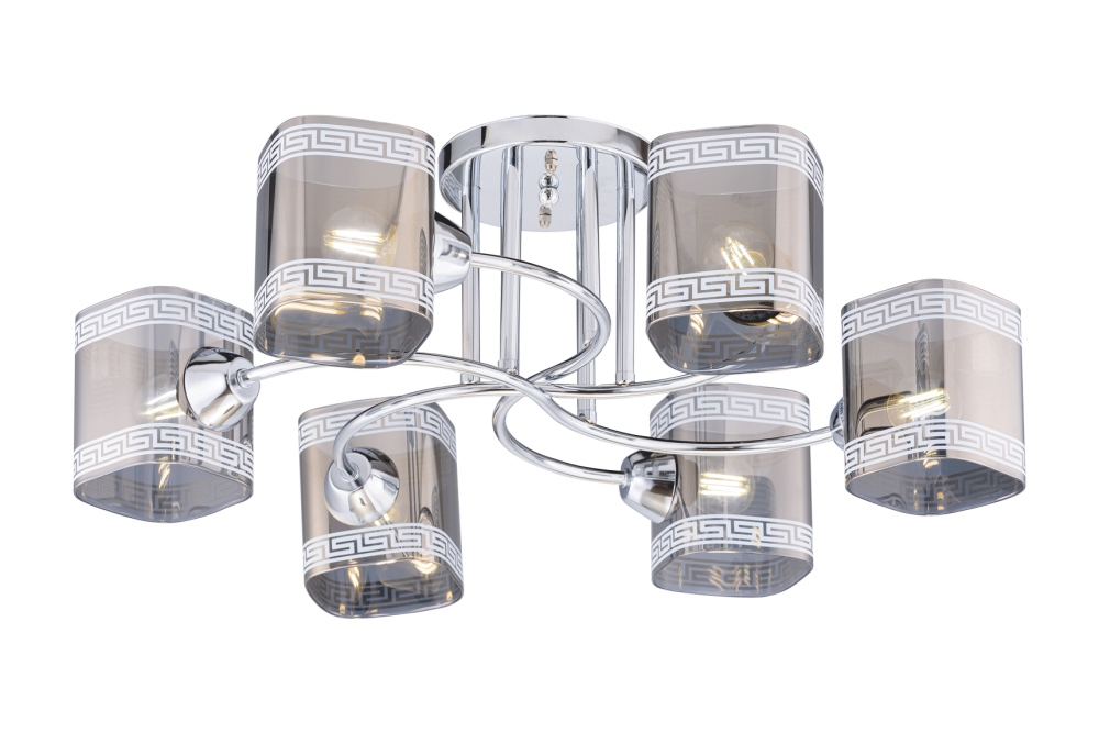 Люстра Ø640 x H230, мм, 6*40W (240W), CHROME (Хром) Rilon 06656/6 CHROME