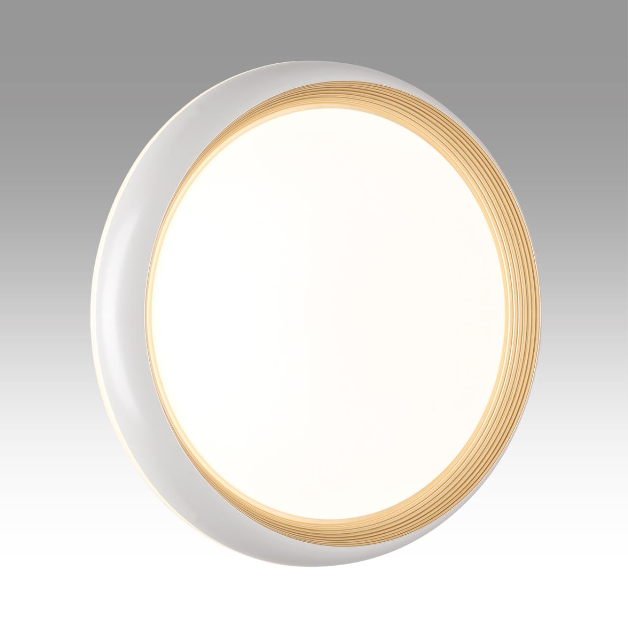 Cветильник 38*8,7 см, LED 48W, 4000 К, IP43, белый/золотой, пластик Sonex Tofiq White, 7650/DL