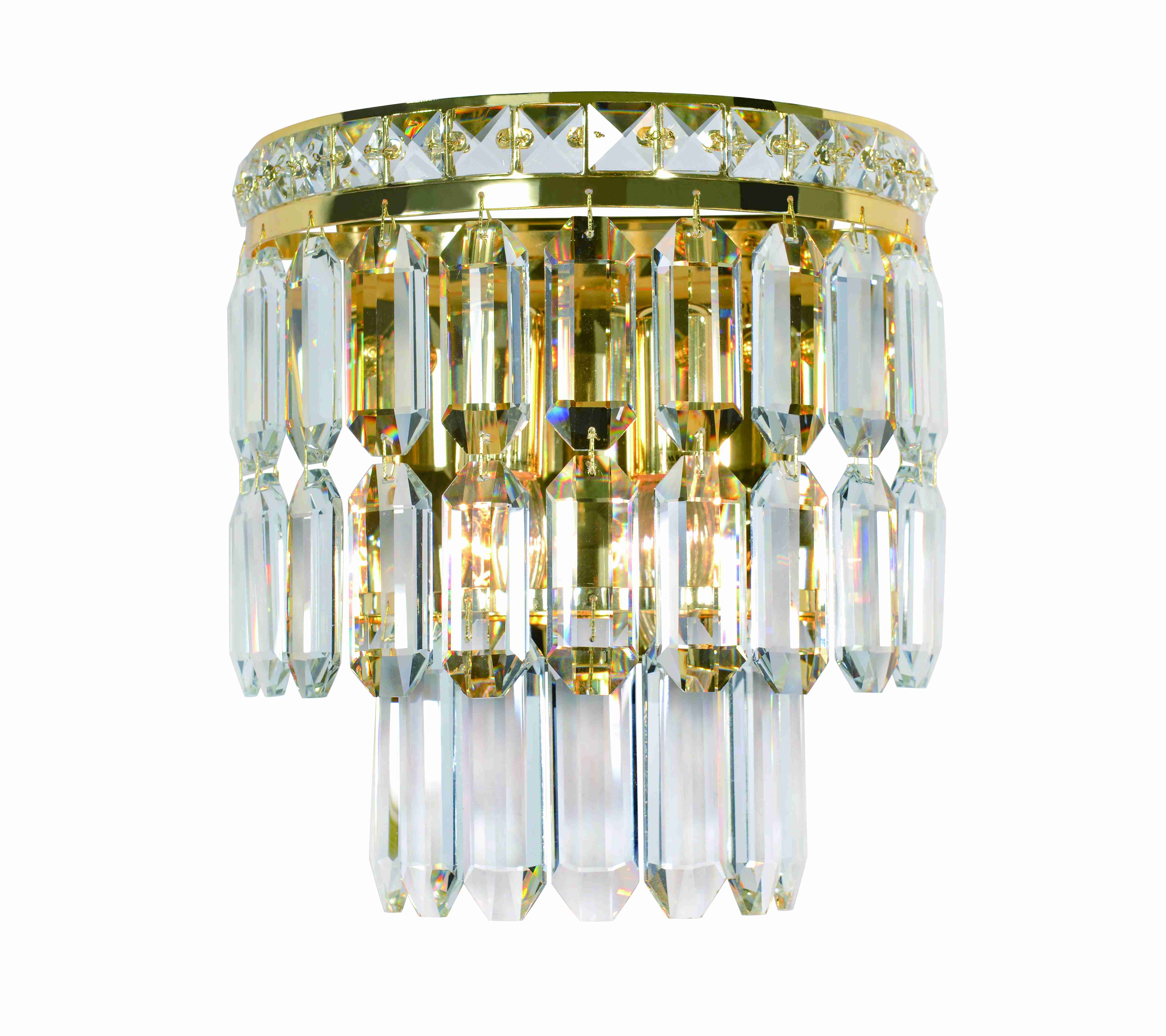 Бра 150*250*230, 2*E14, 40W NewRgy Cristallo W2796E/2A GOLD+CLEAR, Золото+прозрачный