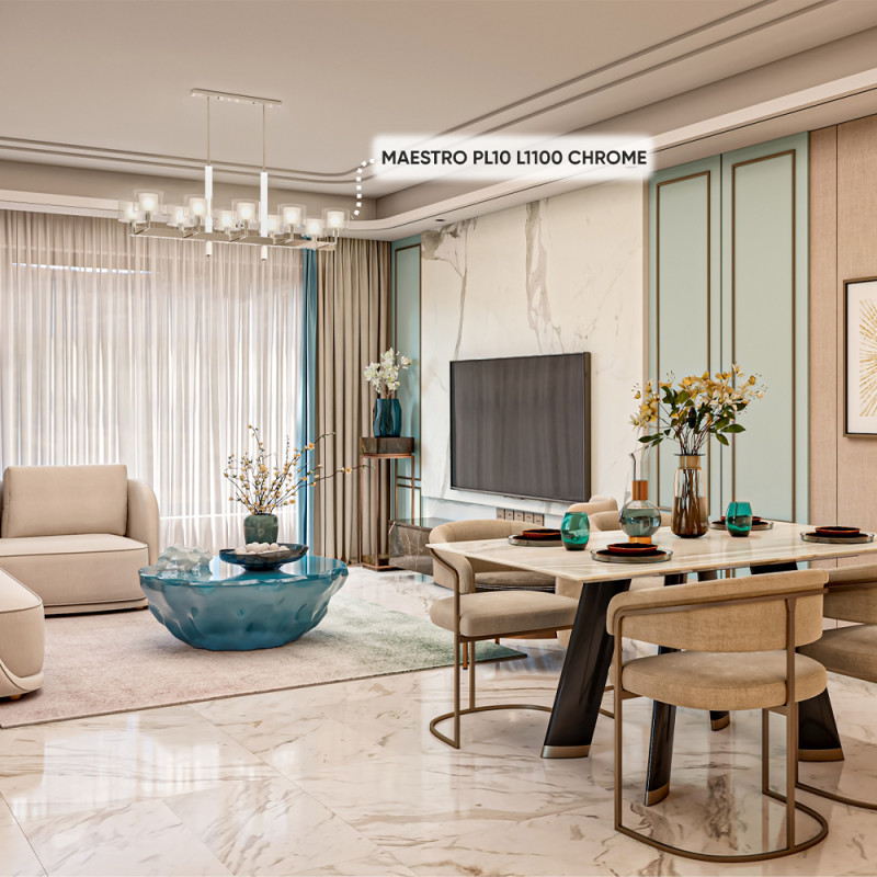 Люстра 109 см Crystal Lux MAESTRO SP-PL10 L1100 CHROME Хром/черный