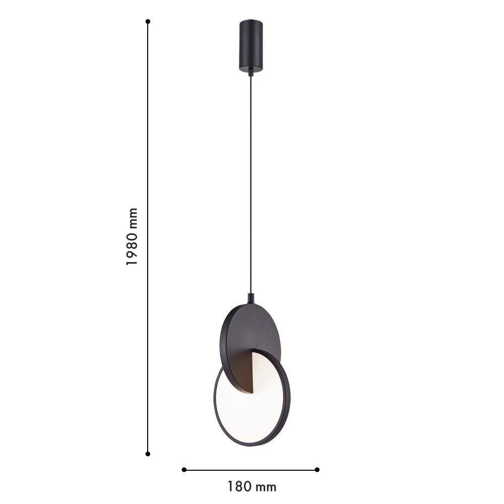 Подвес 17*40,5-198 см, 1*LED, 7W, 3000K, F-Promo Grahan 4606-1P, черный матовый