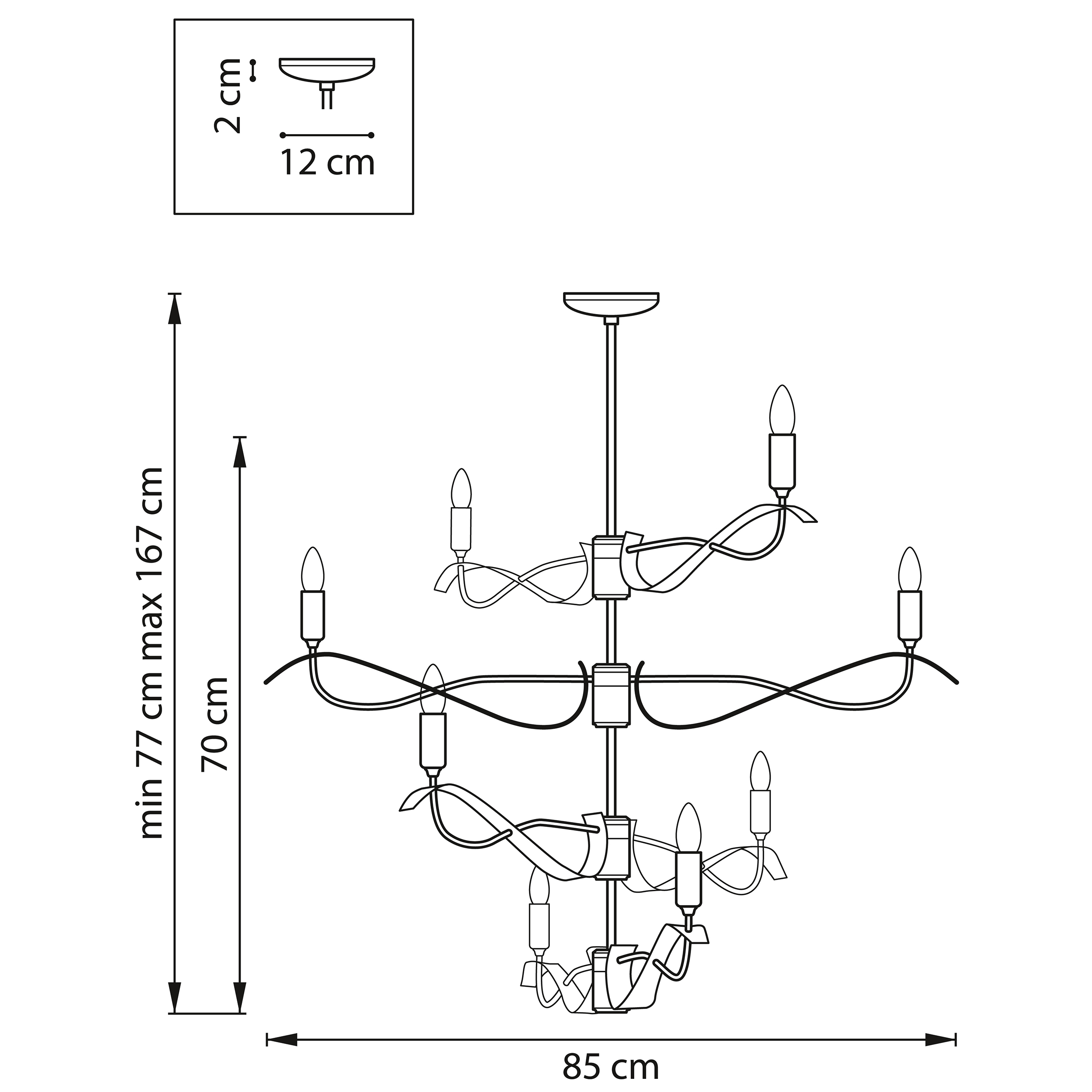 Люстра потолочная 85*167 см, 8*E14*48W, Золото Lightstar Ragno 733283
