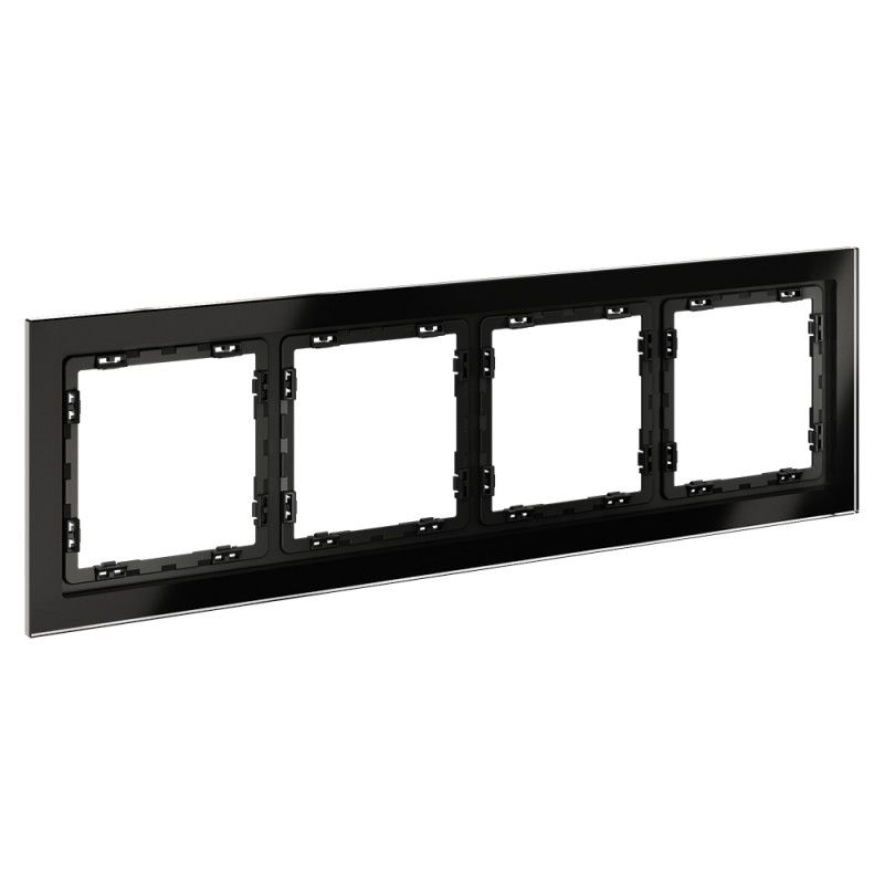 Рамка стеклянная Voltum S70 на 4 поста, черный,стекло Стекло/пластик  VLS110408