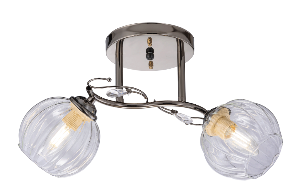 Люстра L450 x W180 x 240, мм, 2*40W (80W), PEARL BLACK (ЖЕМЧУЖНО-ЧЕРНЫЙ) Rilon 06382/2 PEARL BLACK