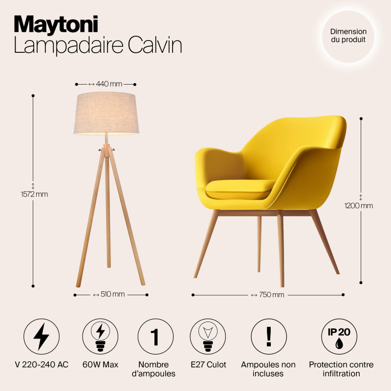 Торшер Maytoni Calvin Z177-FL-01-BR