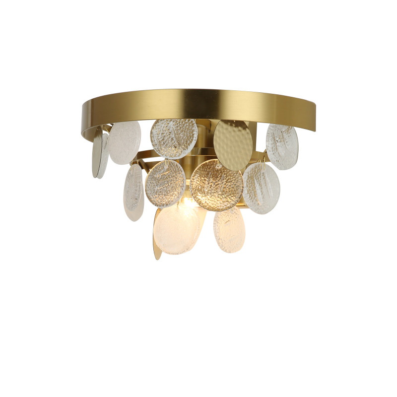 Бра Favourite Vesuvius 2905-1W, D130*W260*H150, каркас медного цвета, каскад из декоративных элементов, выполненных из белого и прозрачного стекла и металла в цвет каркаса