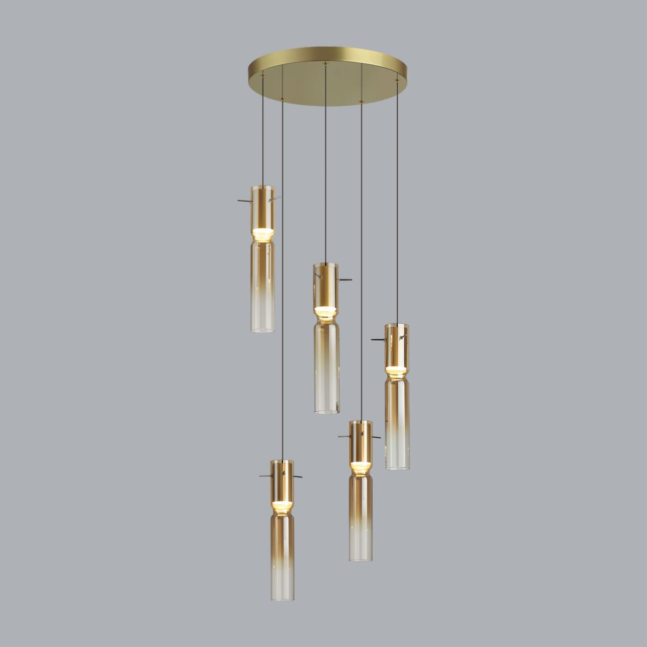 Люстра каскадная 40*40*150 см, 5 LED*5W, 3000 К, Odeon Light Scrow, золотой 5058/25LA