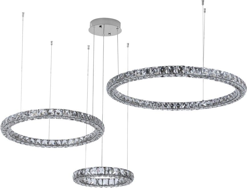 Люстра подвесная 80 см, 150W, 3000-6000K, Stilfort 4052/09/03PL, хром