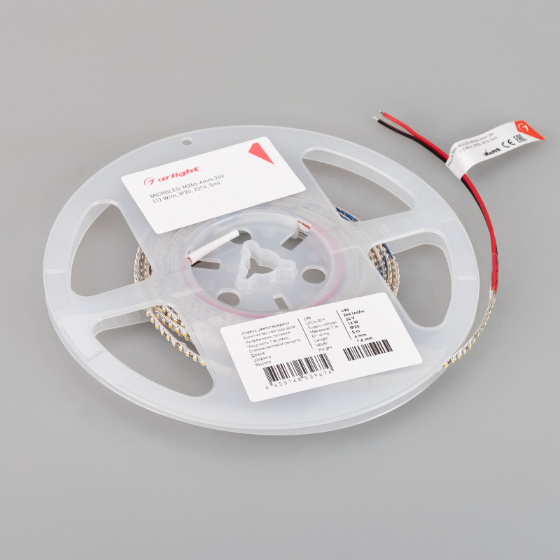 Лента MICROLED-M266-4mm 24V Warm3500 (12 W/m, IP20, 2216, 5m) (Arlight, узкая) 040539. Цена указана за 5 метров. Продается кратно 5 метрам.
