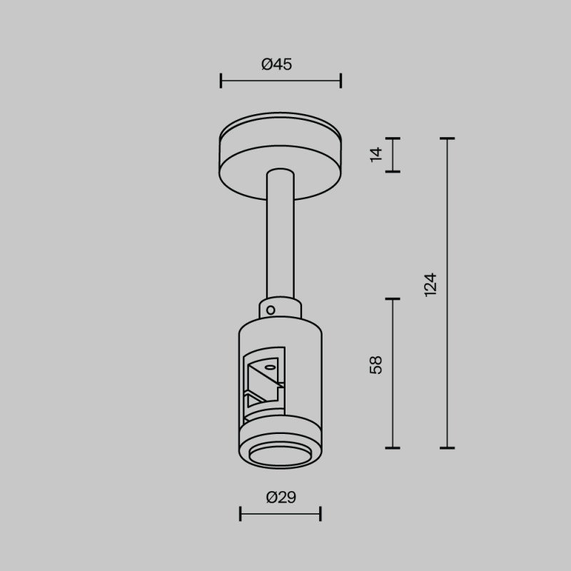 Подвесной комплект 2,9*2,9*12,4 см, Maytoni Technical Magnetic trаck system Flarity латунь TRA156C-S1-BS латунный
