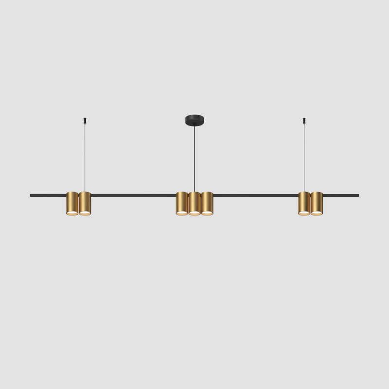 Подвесной светильник 150*5,6*208,9 см, 7*GU10, 105W, Denkirs Orbit DK4063-BK+SG черный