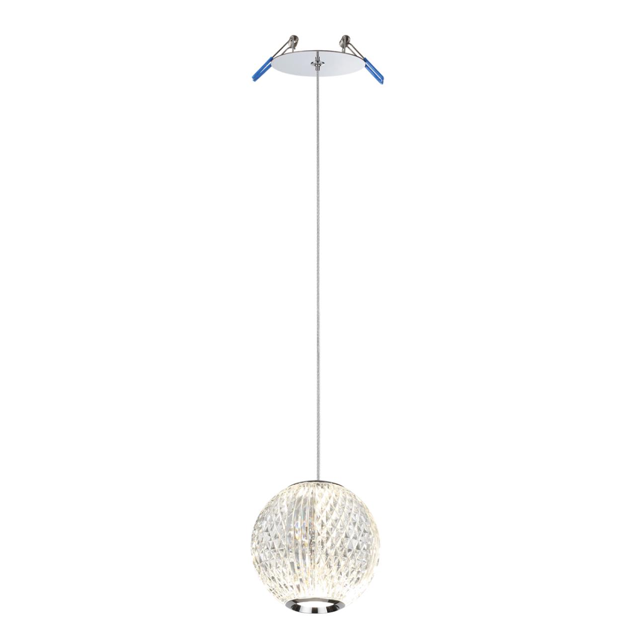Подвес 11*11*263,5 см, 1 LED*5W, 4000 К, Odeon Light Crystal, хром 5007/5LA