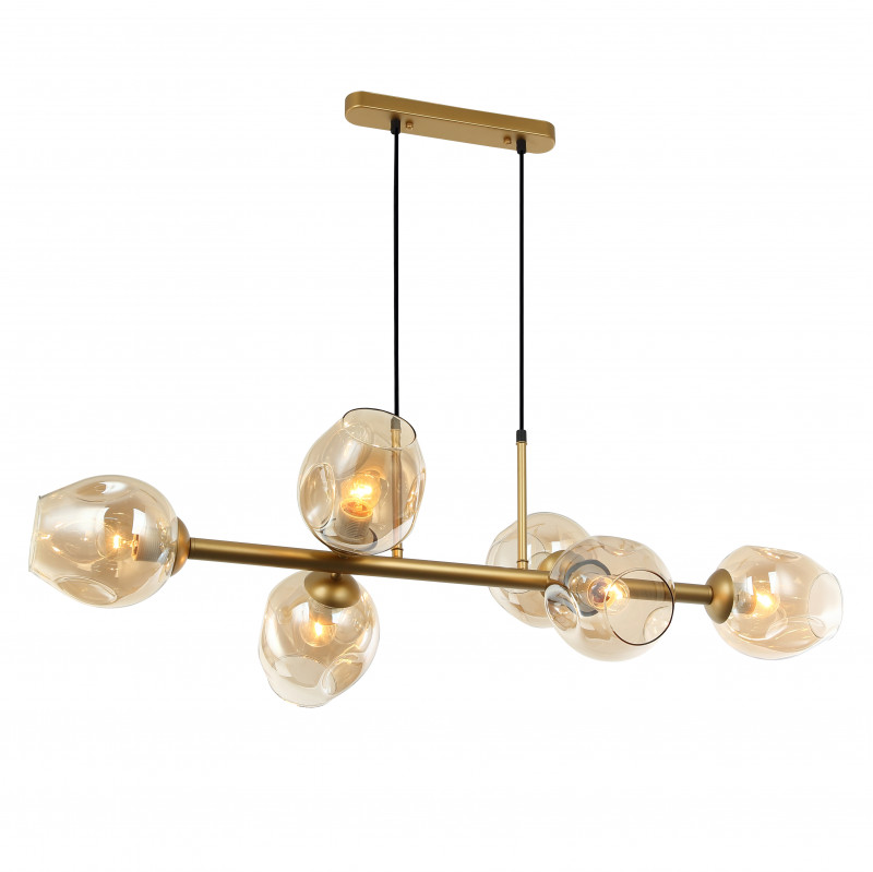 Подвесная люстра Favourite Traube 2362-6P, L980*W400*H300/1300, каркас золотого цвета, стекло цвета шампанского
