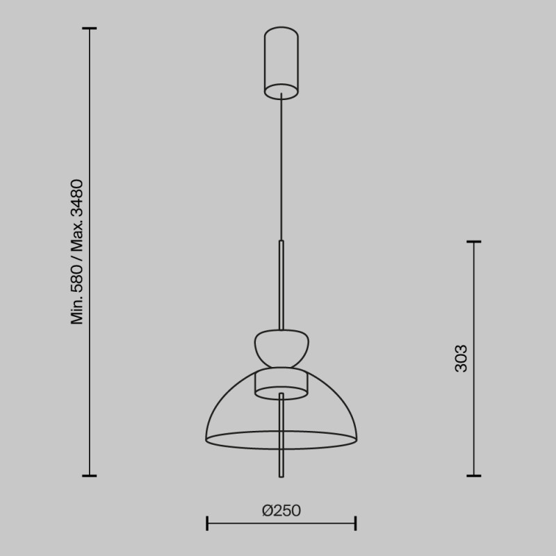Подвесной светильник  25*57,8 см, LED 1 12W, 3000К, Черный Maytoni Bangkok MOD185PL-L6B3K5