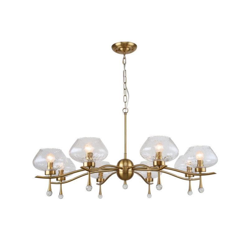 Люстра Favourite Argos 2773-8P, D1020*H450/1480, латунь, плафоны из прозрачного стекла, декоративные элементы из прозрачного стекла