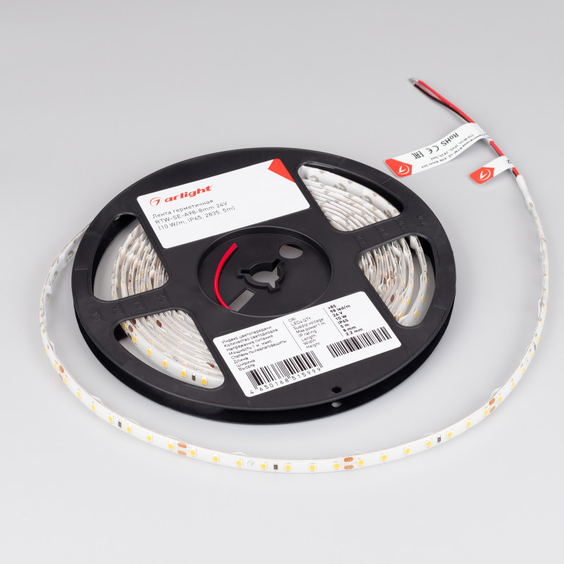 Лента герметичная RTW-SE-A98-8mm 24V White6000 (10 W/m, IP65, 2835, 5m) (Arlight, 10 Вт/м, IP65) 021875(2). Цена указана за 5 метров. Продается кратно 5 метрам.