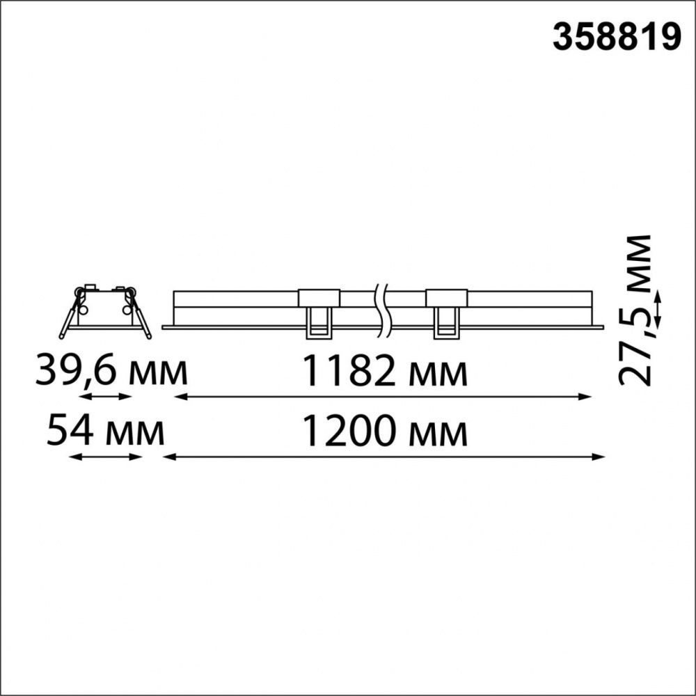 Светодиодный светильник 120 см, 36W, 4000K, Novotech Iter 358819, черный