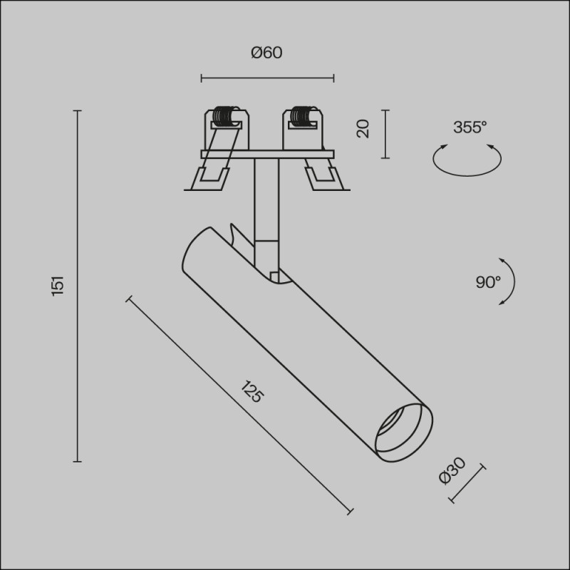 Встраиваемый светильник 3*3*15,1 см, LED, 6W, 4000К, Maytoni Technical Focus T C141RS-L125-6W4K-B черный