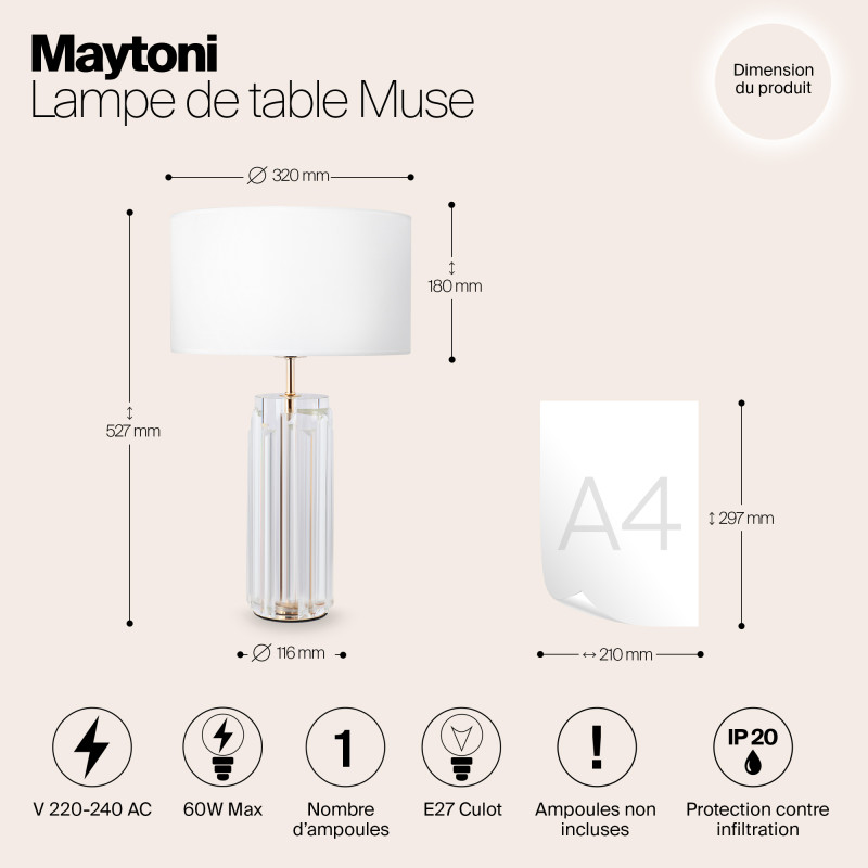 Светильник 53 см, Maytoni Muse MOD304TL-01G, золото
