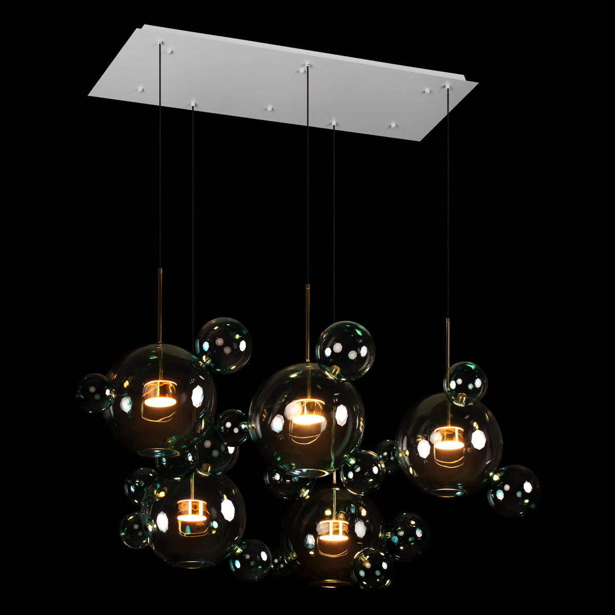 Подвесной светильник 165*60*68 см, 5*LED*10W LOFT IT Bolle 2027-S5 Blue золото