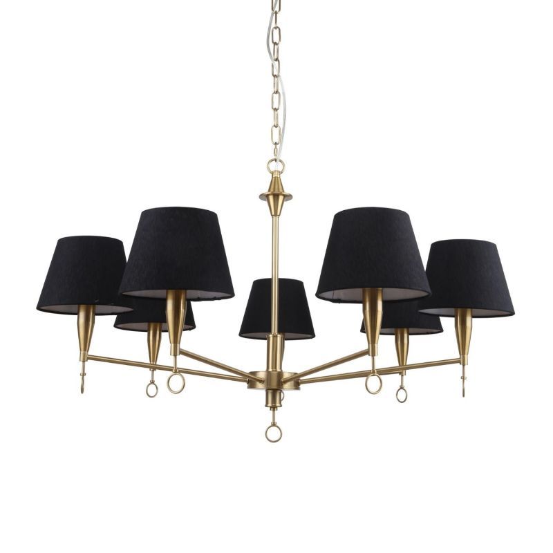 Подвесная люстра F-Promo Pompous 2989-7P, D890*H520/1130, латуни, плафоны из черной ткани