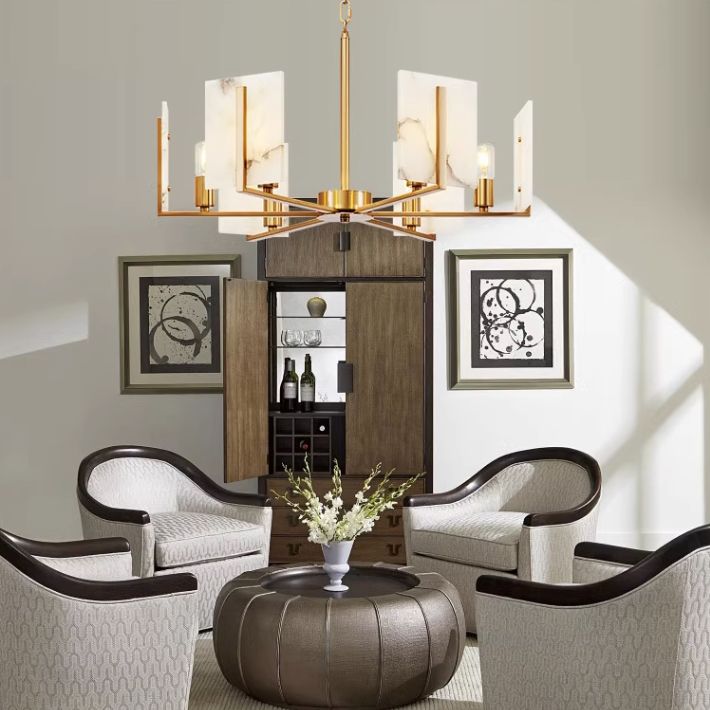 Люстра Marble square Chandelier 78*78*46 см, 6*E27*60W, ImperiumLoft 40.1233, Латунь