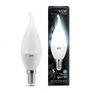 104101210 Лампа Gauss Свеча на ветру 9.5W 950lm 4100K E14 LED 1/10/50