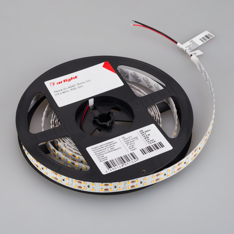 Лента UL-A240-15mm 24V Warm3000 (19.2 W/m, IP20, 5m) (Arlight, 7 лет) 042333. Цена указана за 5 метров. Продается кратно 5 метрам.