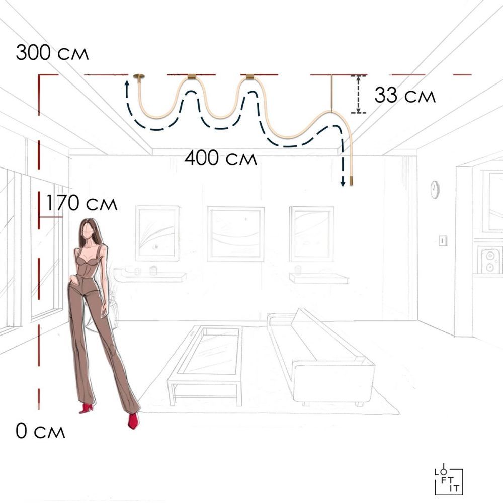 Потолочный светильник 400 см, 44W, 3000K, Loft IT Thread 10388B Brass, бронза
