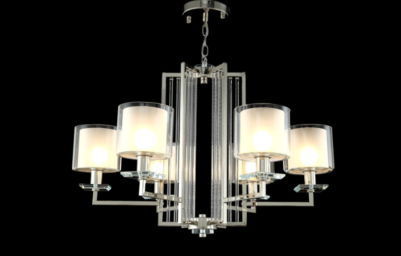 Люстра 74 см, Crystal Lux NICOLAS SP-PL6 NICKEL/WHITE никель/прозрачный