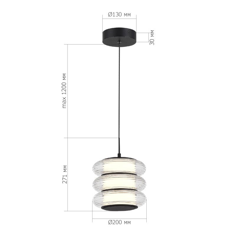 Подвесной светильник 20*140 см, 1*LED*16W, 3000K, ST-Luce Frittela SL6239.403.03, черный