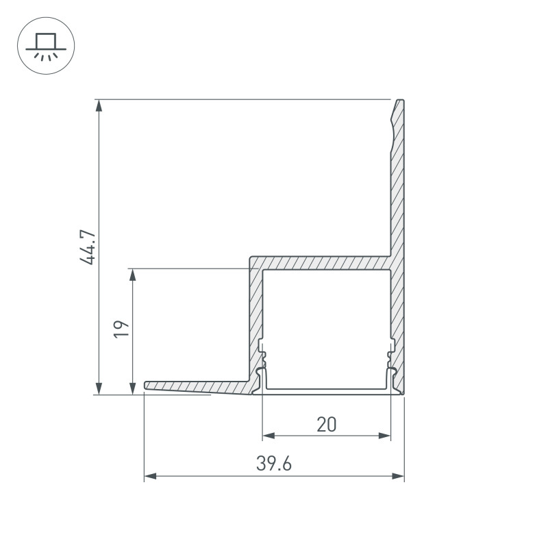 Профиль Arlight 016150 200*4,5*3,85 см. Цена указана за 2 метра. Продается кратно 2 метрам.  экран отдельно