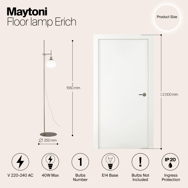 Торшер Maytoni Erich MOD221-FL-01-N, никель