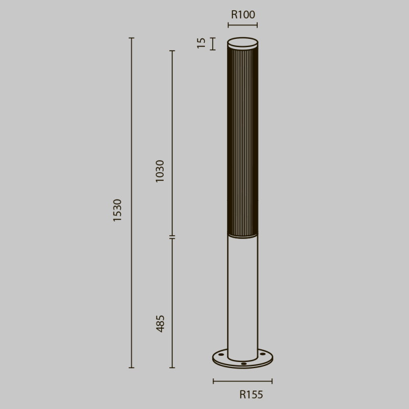 Садово-парковый светильник 15,5*153 см, LED 70W 3000K Maytoni Outdoor Ster O467FL-L70B3K черный